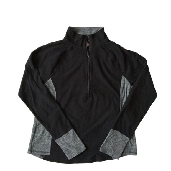SO Juniors Black and Heather Gray Fleece Quarter Zip Pullover Sweatshirt Size XL - Picture 1 of 12